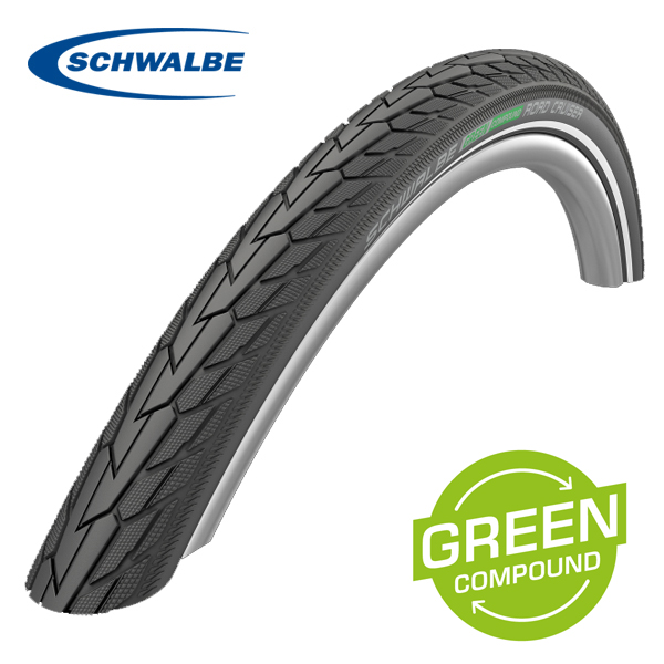 Schwalbe 22x1.75 Road Cruiser Green Compound RS 111 Zwart