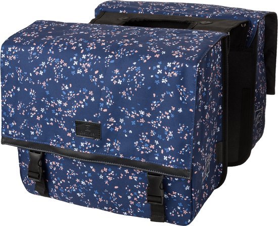 Fastrider Fr nara dubbele fietstas trend mini flower/blauw Blauw