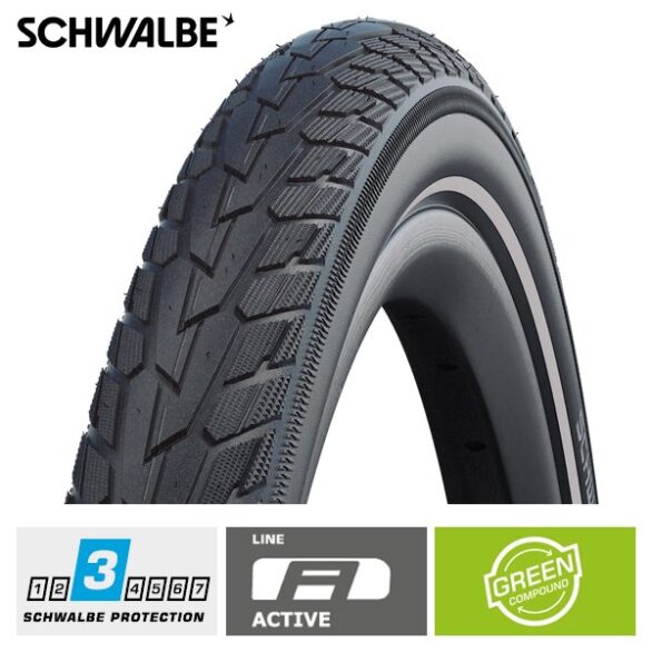 Schwalbe 22x1.75 Road Cruiser Green Compound RS 111 Zwart