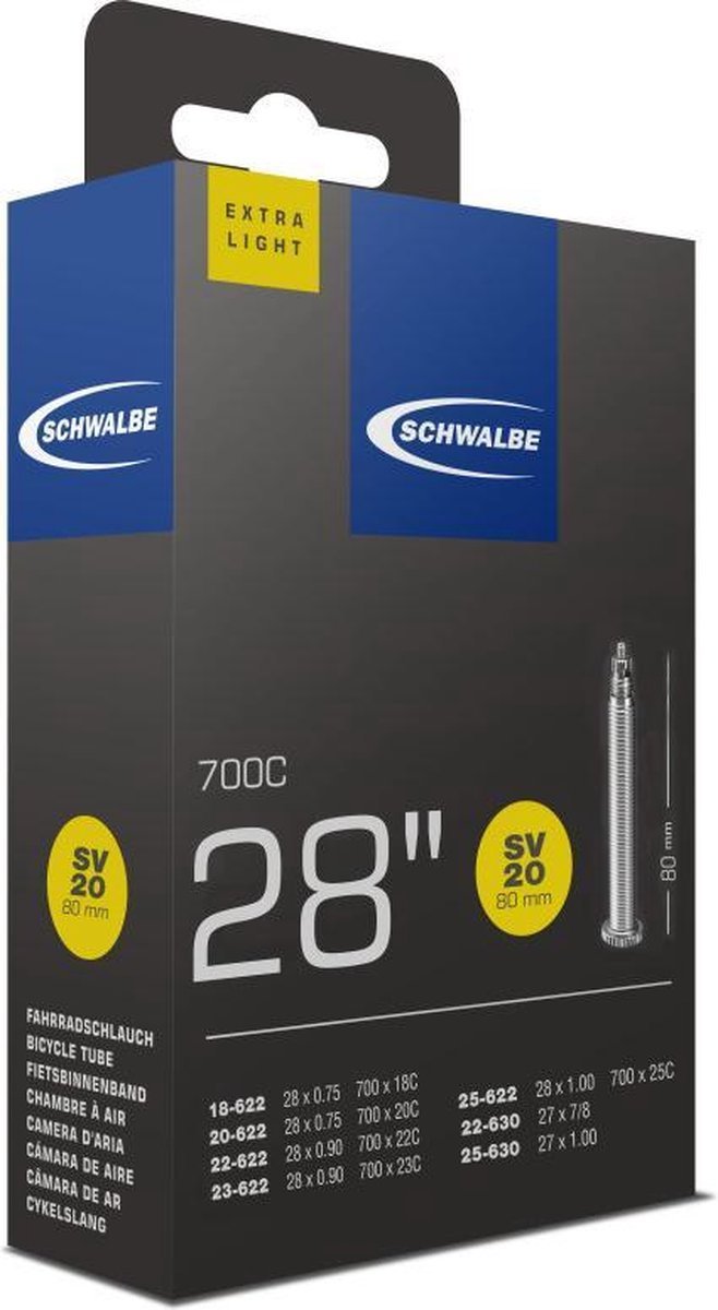 Schwalbe bib 27/28x7/8-1.00 frans 80mm 18/25-622/6 Zwart